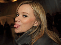 Blonde girl sticking her tongue out - Sexy